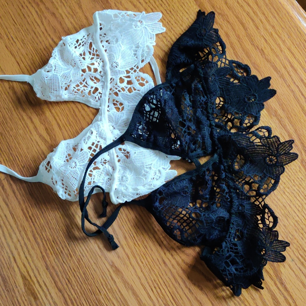 2 Crochet Cropped Halter Tops